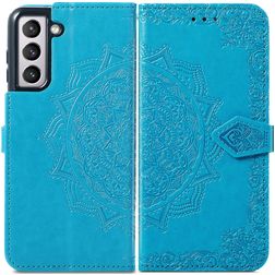 Mobigear Mandala Samsung Galaxy S21 FE Wallet case - Blue