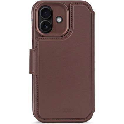 Decoded Detachable Wallet iPhone 17 MagSafe Capa Pele genuína Capa livro 2 em 1 com capa traseira amovível Carteira - Chocolate Brown