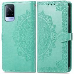 Mobigear Mandala Vivo V21 Lompakkokotelo + Setelitasku - Vihreä