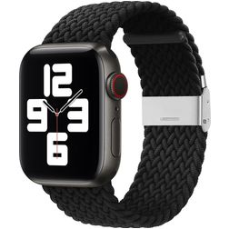 Mobigear Braided Nylon Apple Watch Urrem Klaplås - 42/41/40/38 mm - Sort