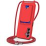Mobigear Lanyard Card Samsung Galaxy S24 FE Silicone Capa com cordão e porta-cartões - Vermelho