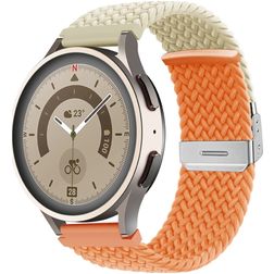 Mobigear Braided Dual Nailon Smartwatch Ranneke Säädettävä taittolukko - 22 mm - Oranssi / Tähtivalkea