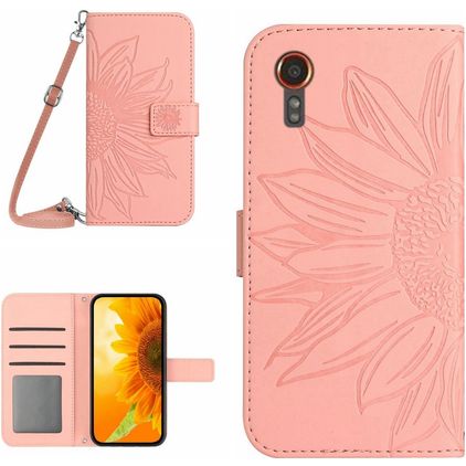 Mobigear Sunflower Samsung Galaxy Xcover 7 Pungetui med Seddelrum - Lyserød
