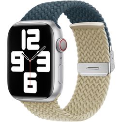 Mobigear Braided Dual Nylon Apple Watch Urrem Klaplås - 49/46/45/44 mm - Hvid / Blå