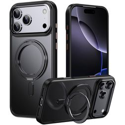 Mobigear Frosted Mag iPhone 17 Pro Max MagSafe Hårdt Bagsidecover med Stander - Sort