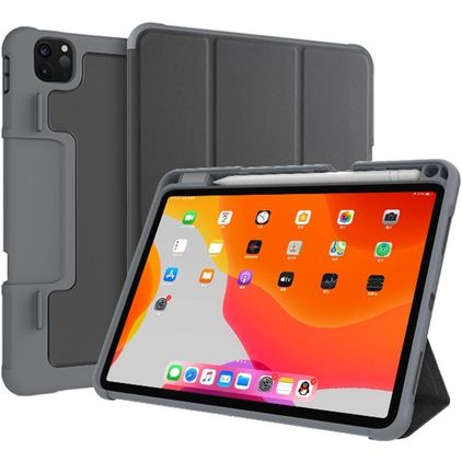 Mutural Tri-Fold Tough iPad Pro 11 tum (2021) Plånboksfodral + Pennhållare - Svart