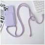Mobigear Lanyard Card iPhone 15 Pro Silicone Capa com cordão e porta-cartões - Roxo