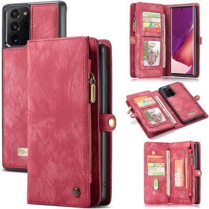 CaseMe 008 Samsung Galaxy Note 20 Ultra Cover Aftageligt 2-i-1-pungetui med Seddelrum - Rød