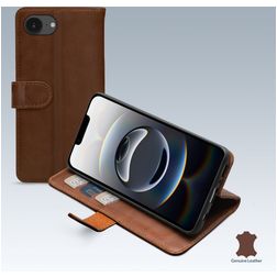 Mobilize Wallet iPhone 16e Piel auténtica Funda tipo libro Cartera - Marrón