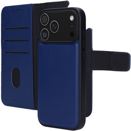 Mobiparts iPhone 17 Pro Max Aito nahka 2-in-1-lompakkokotelo irrotettavalla kuorella + Setelitasku - Sininen