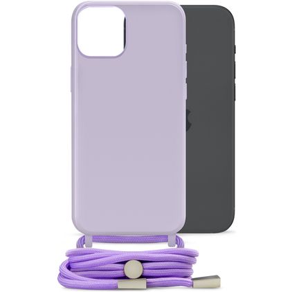 Mobilize Lanyard Gelly iPhone 15 Plus TPU flexible Funda con cuerda - Pastel Purple