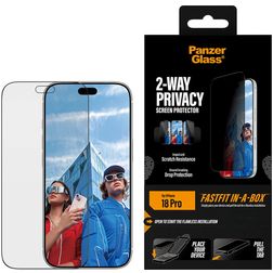 PanzerGlass 2-Way Privacy iPhone 18 Pro Panssarilasi Näytönsuoja - Suojakuoren kanssa yhteensopiva + Asennuskehys - Musta