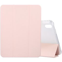 Mobigear Tri-Fold Gel iPad 11 (2025) TPU / Leatherette Wallet case + Stylus Holder - Pink