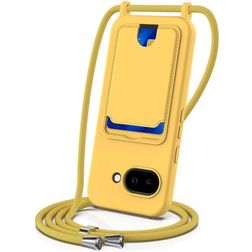 Mobigear Lanyard Card Google Pixel 10a Silicone Cover con cordino e portacarte - Giallo