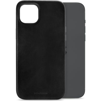 Mobilize Premium iPhone 15 Plus MagSafe Ægte læder Bagsidecover - Sort
