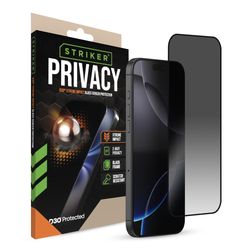 Striker Xtreme Impact Privacy iPhone 16 Pro Max Glas Skærmbeskytter - Case Friendly - Sort