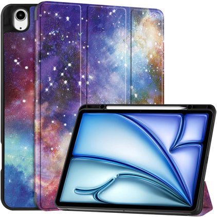 Mobigear Tri-Fold iPad Air 13 polegadas (2024) Capa livro + Suporte para caneta stylus - Milky Way Nebula