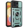 Mobigear Armor Ring Cam Slide Motorola Edge 40 Pro Tvrdý plast Zadní kryt odolný proti nárazům s prstýnkem a posuvnou krytkou fotoaparátu - Zelená