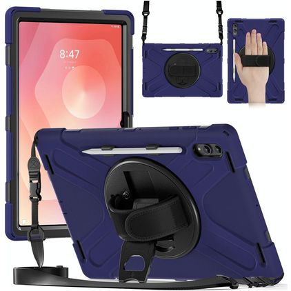 Mobigear SureGrip XGuard Samsung Galaxy Tab S11 Ultra Cover Hård plast / Silikone Bagsidecover + Stylus-holder + Skulderrem + Stander - Marineblå