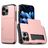 Mobigear Card iPhone 16 Pro Max Funda Plástico rígido Carcasa Antigolpes con tarjetero - Oro rosa