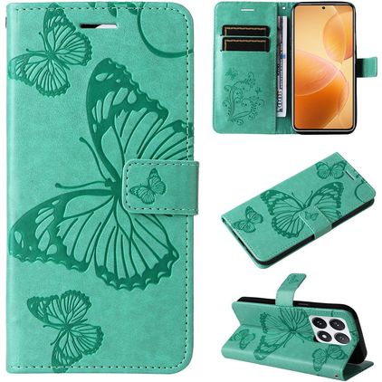Mobigear Butterfly Xiaomi 14T Pro Pungetui med Seddelrum - Grøn