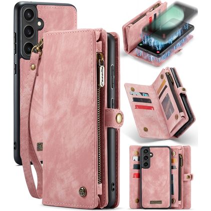 CaseMe 008 Samsung Galaxy S23 FE Capa livro 2 em 1 com capa traseira amovível Carteira - Rosa