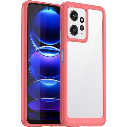 Mobigear Crystal Xiaomi Redmi Note 12 Hårdt Bagsidecover - Gennemsigtig / Rød