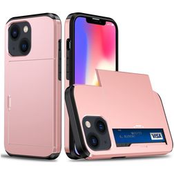 Mobigear Card iPhone 15 Plus Hardcase Back cover Antiurto con portacarte - Oro rosa