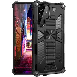 Mobigear Armor Stand Samsung Galaxy S22 Ultra Hårdt Bagsidecover Stødsikkert med Stander - Sort