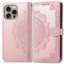 Mobigear Mandala iPhone 16 Pro Pungetui med Seddelrum - Rosaguld
