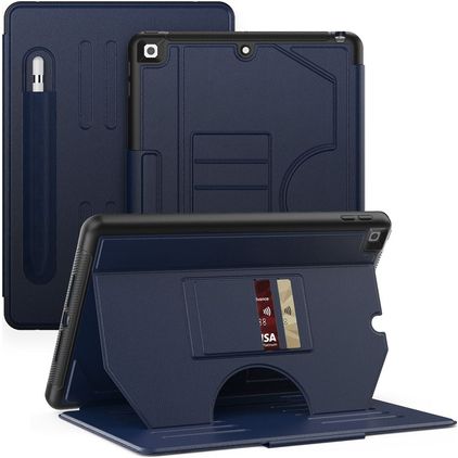 Mobigear Magnetic Folio iPad 9 (2021) Plånboksfodral + Pennhållare - Marinblå