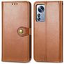 Mobigear Snap Button Xiaomi 12 Pro Capa livro Carteira - Castanho