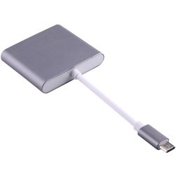 USB hub Mobigear USB-C na HDMI / USB-A / USB-C - Šedá