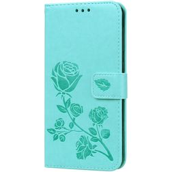 Mobigear Roses Samsung Galaxy A10 Wallet case - Turquoise
