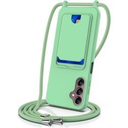 Mobigear Lanyard Card Samsung Galaxy A16 Silicona Funda con cuerda y tarjetero - Verde