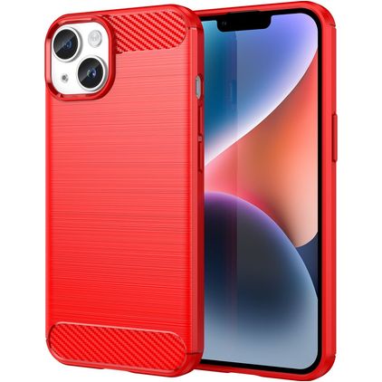 Mobigear Brushed Slim iPhone 15 Plus Elastyczne TPU Etui plecki - Czerwony