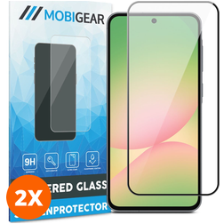 Mobigear Premium Samsung Galaxy A56 Vidro temperado Película de ecrã - Compatível com capas - Preto (Pack de 2)