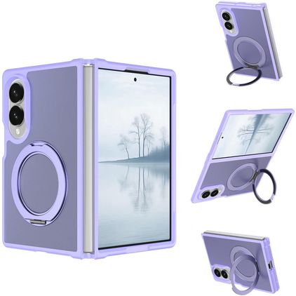 Mobigear 360 Rotating Ring Samsung Galaxy Z Fold 8 MagSafe Plástico rígido Capa traseira com anel - Roxo