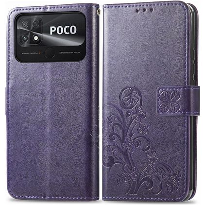 Mobigear Clover POCO C40 Pungetui med Seddelrum - Lilla