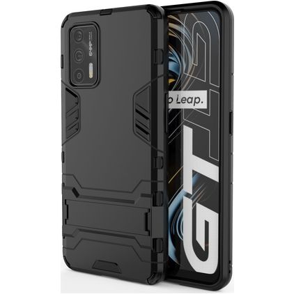 Mobigear Armor Stand Realme GT Hårdt Bagsidecover Stødsikkert med Stander - Sort