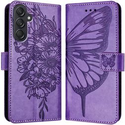 Mobigear Butterfly Samsung Galaxy M55 Plånboksfodral med sedelfack - Lila