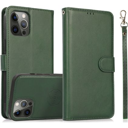 Mobigear Wallet iPhone 16 Pro Capa livro 2 em 1 com capa traseira amovível Carteira - Verde