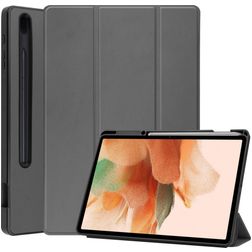 Mobigear Tri-Fold Gel Samsung Galaxy Tab S7 FE TPU / Skóra ekologiczna Etui z klapką + Uchwyt na rysik - Szary