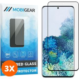 Mobigear Curved Samsung Galaxy S20 Plus Glas Skærmbeskytter - Case Friendly - Sort (3-pak)