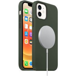 Mobigear Rubber Touch iPhone 12 Mini Silikoni MagSafe Suojakuori - Vihreä