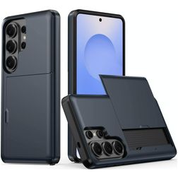 Mobigear Card Samsung Galaxy S26 Ultra Tvrdý plast Zadní kryt odolný proti nárazům s kapsou na karty - Modrá