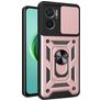 Mobigear Armor Ring Cam Slide Xiaomi Redmi 10 5G Funda Plástico rígido Carcasa Antigolpes con anillo y tapa deslizante para cámara - Oro rosa