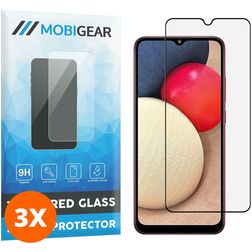 Mobigear Premium Samsung Galaxy A02s Cristal templado Protector de pantalla - Compatible con fundas - Negro (pack de 3)