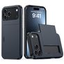 Mobigear Card iPhone 18 Pro Max Tvrdý plast Zadní kryt odolný proti nárazům s kapsou na karty - Modrá