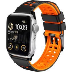 Mobigear Aero Armor Silikoni Apple Watch Ranneke Solki - 49/46/45/44 mm - Musta / Oranssi